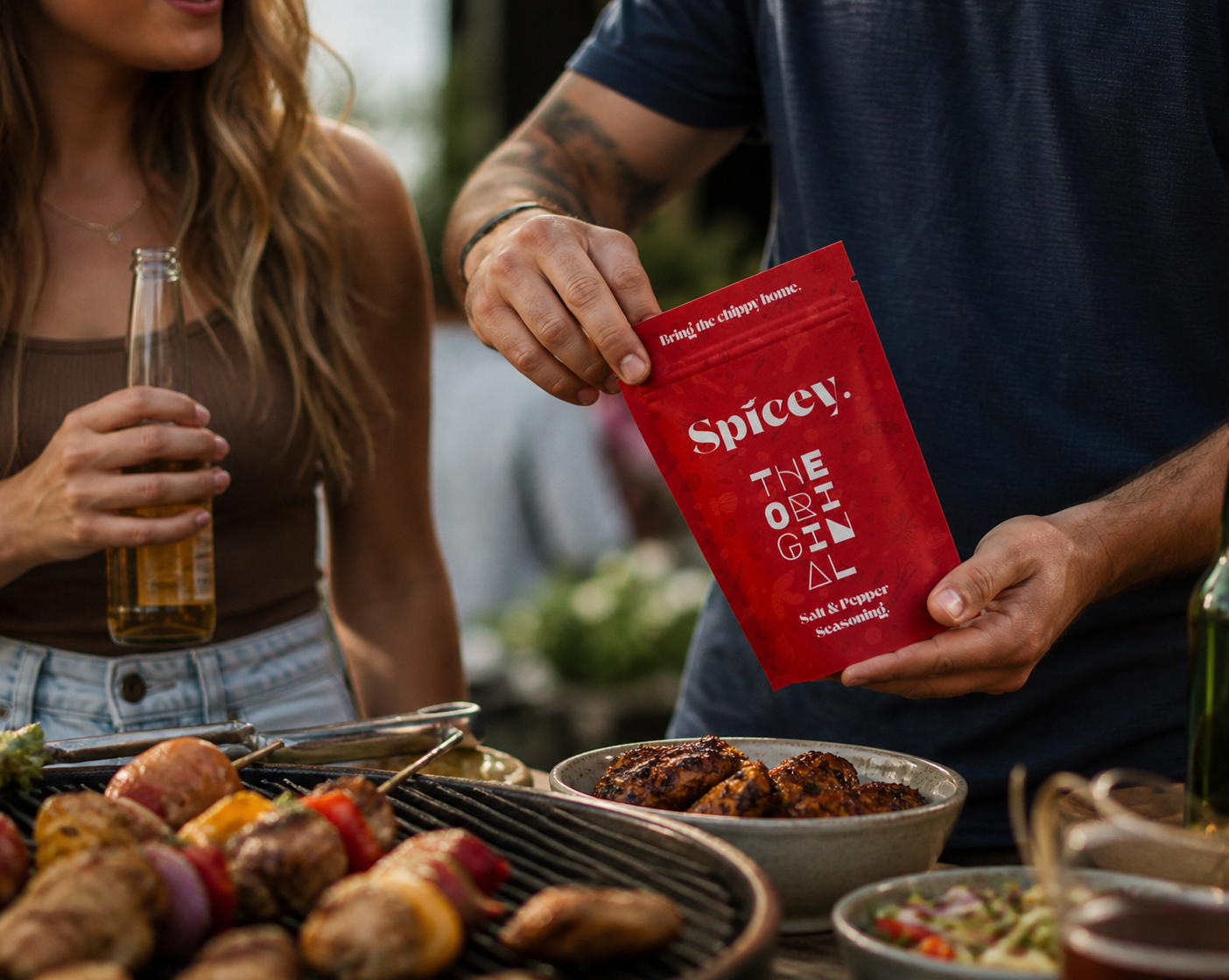 Friends sharing a barbecue with Spicey The Original seasoning